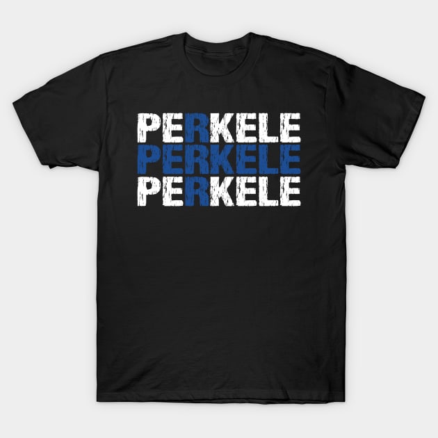 Perkele Finnish Flag Distressed T-Shirt by Nirvanibex